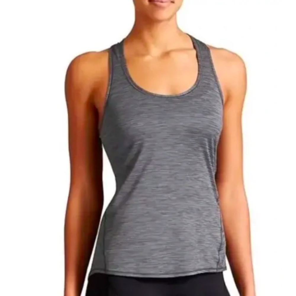 Athleta Womens Racer-back Tank Top Size Large Gray Sleeveless Athletic